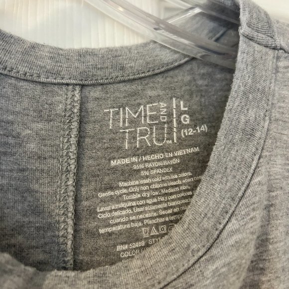 Grey T-Shirt Layering Dress Time and Tru Size Large Midi - Picture 2 of 3